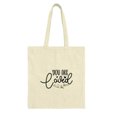 You are Loved Tote Bag, Inspirational Tote, Heart Design Tote, Gift for Her, Positive Affirmation Bag, Everyday Tote, Reusable Grocery Bag - Tawshia